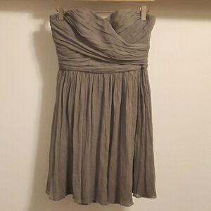 J. Crew chiffon silk mini strapless dress. Grey. Size 6. Flowy.